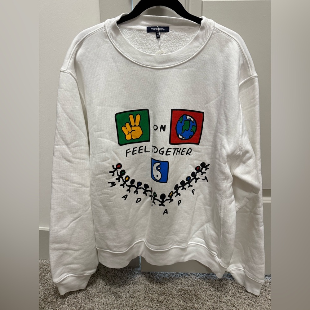 Mad Happy X-Large Peace On Earth 6th Anniversary Sweatshirt. ☮️💕